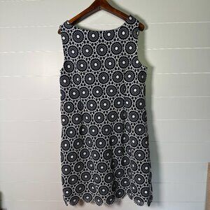 Talbots Navy Shift Dress with White Lace Overlay SZ 16
